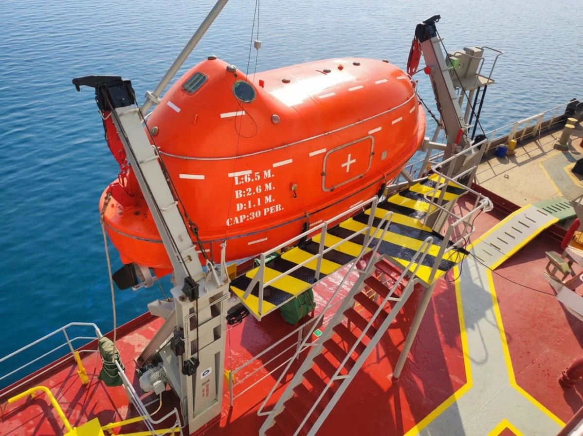 Lifeboat launching arrangement